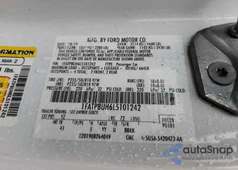 2020 Ford Mustang from USA, damaged, VIN 1FATP8UH6L5101242